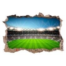 Vinilo fútbol estadio pared rota 3d